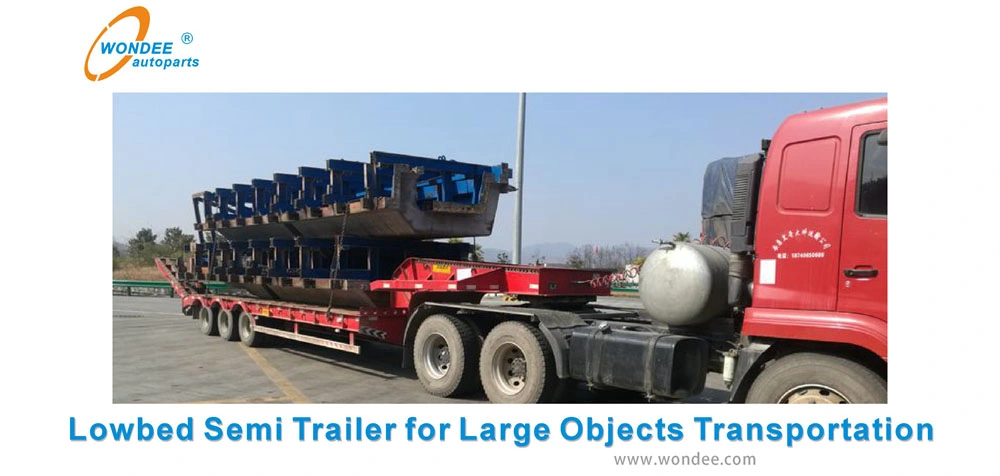 3 Axle 60 Ton 100 Ton 18 Meter Lowboy Axle Lowbed Semi Trailer for Sale in Nigeria