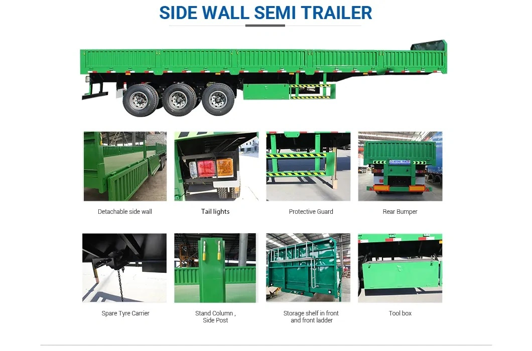 Mechanical/Air Suspension Heavy Duty Side Wall Traile Cargo Sidewall Semi Trailer
