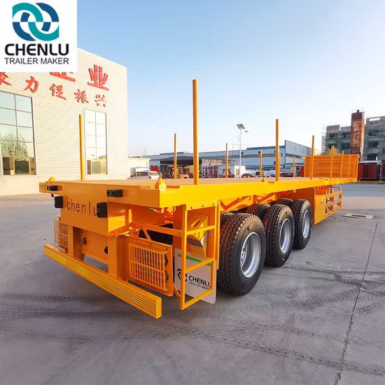 Remolque portacontenedores de cama plana de 3 ejes para servicio pesado: ideal para contenedores de 20 pies/40 pies, capacidad de 40 toneladas
