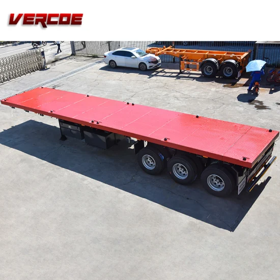 Mejor Precio Vercoe 30 40 50 80 Ton 2 3 4 Ejes Flatbed Semi Truck Container Trailers 48 FT 40 FT 20 FT Flatbed Trailer en venta