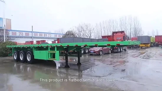 Semirremolque de camión de transporte de contenedores de plataforma plana de 40 pies de fabricante de China de 3 ejes