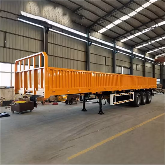 40 toneladas, 3 ejes, pared lateral, placa lateral, semirremolque de cama alta con caída lateral para transporte de contenedores y carga
